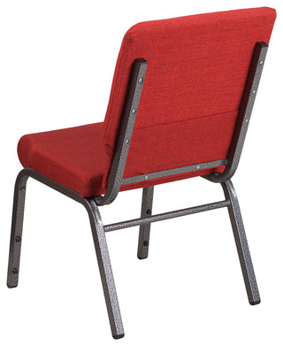 HERCULES Series 18.5'W Stacking Church Chair in Red Fabric - Silver Vein Frame