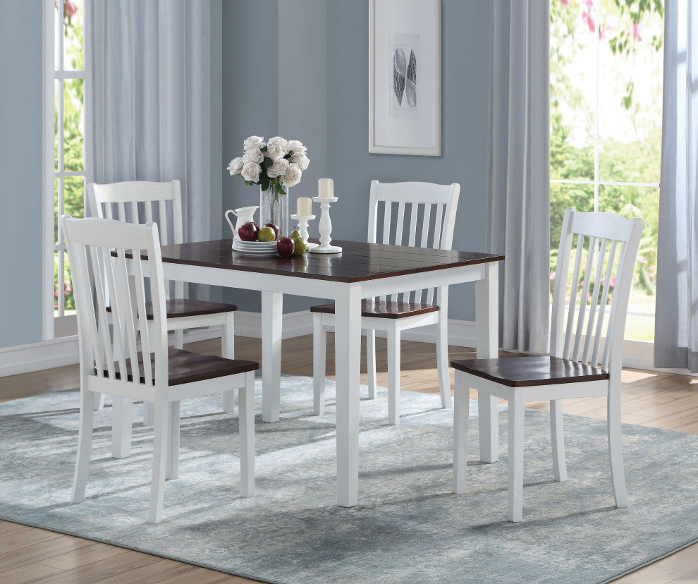 Green Leigh Dining Table, White and Walnut