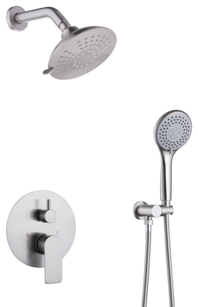 Pressure Balanced Shower Faucet with 3-Setting Handheld Shower, Brushed Nickel