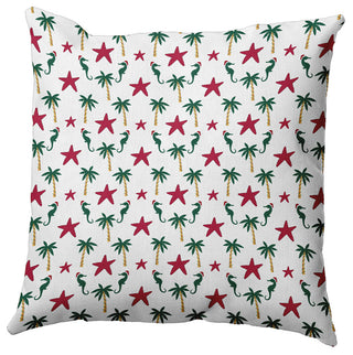 Christmas Beach Pattern Accent Pillow, Christmas Pink, 18"x18"