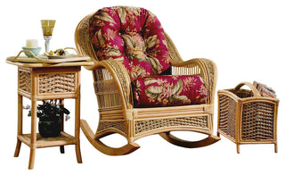 Spice Island Rocker, Natural, Coral Fabric
