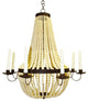Romantic Iron Cream Beaded Candle Chandelier, Victorian 6-Light Baroque