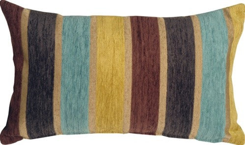 Pillow Decor - Savannah Stripes Chenille Throw Pillow, Yellow Blue, 12" X 20"