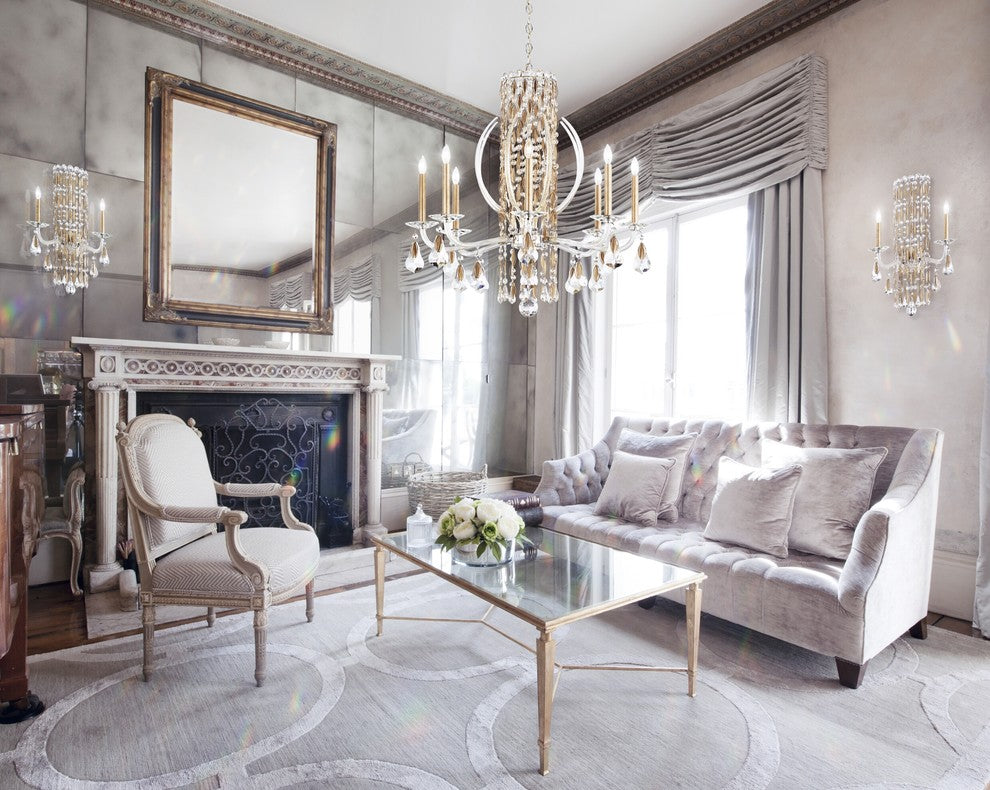Sarella 8-Light Chandelier in White With Crystal Heritage Crystal