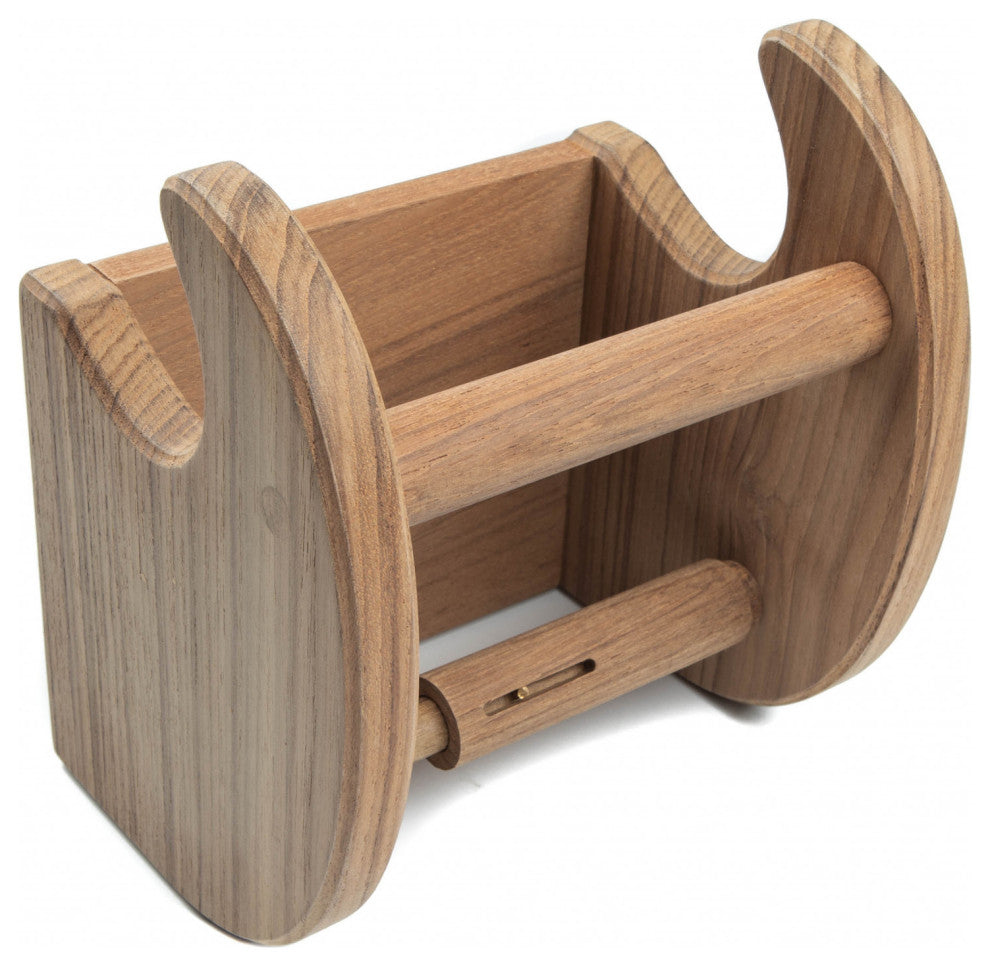 Traditional Solid Teak Magazine and Toilet Paper Holder