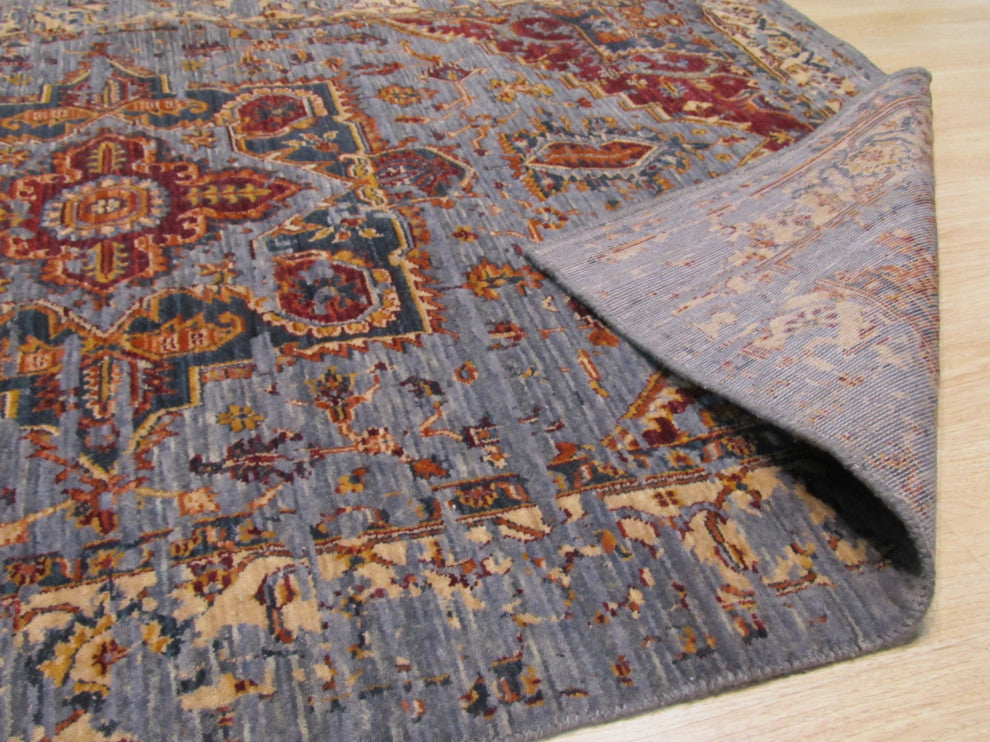 Gold Traditional Geometric Bohemian Serapi Area Rug