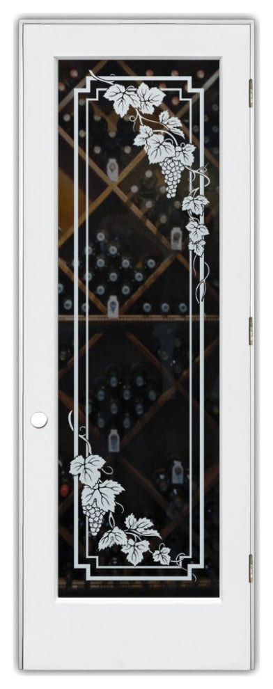 Wine Door - Vineyard Grapes Cascade - Primed - 30" x 96" - Knob on Left -...