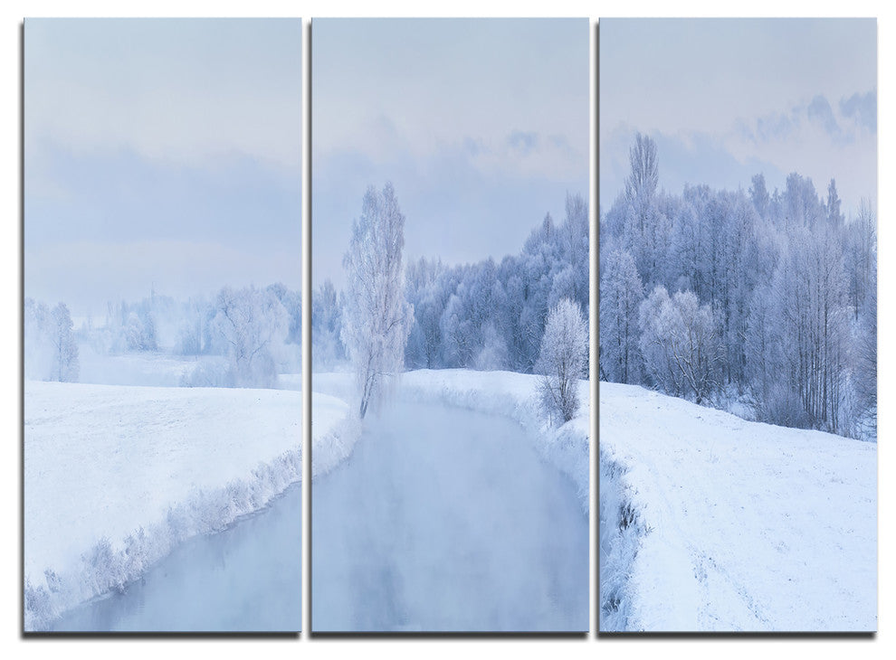 "Blue Frosty Winter Weather Panorama" Wall Art, 3 Panels, 36"x28"
