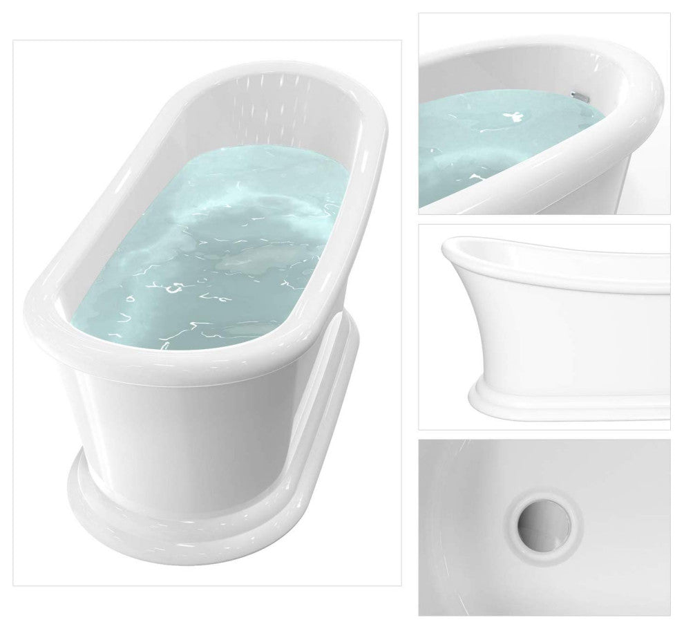 HEATGENE 67" Acrylic Freestanding Bathtub Contemporary Soaking Tub