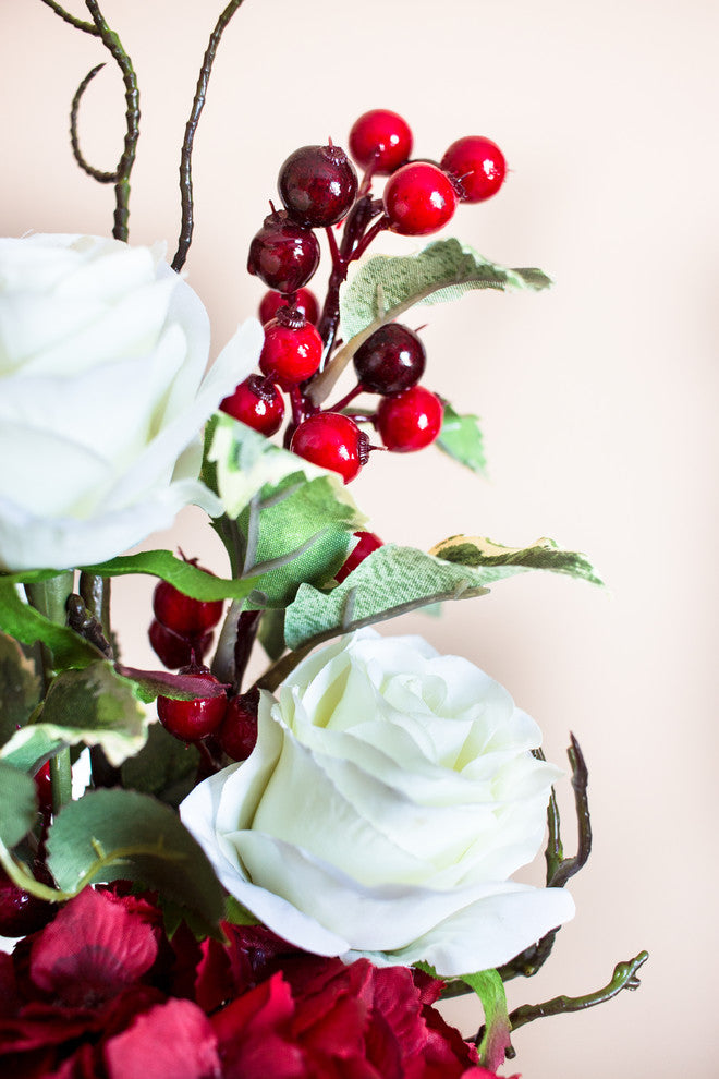 Merry Christmas Rose Hydrangea Arrangement