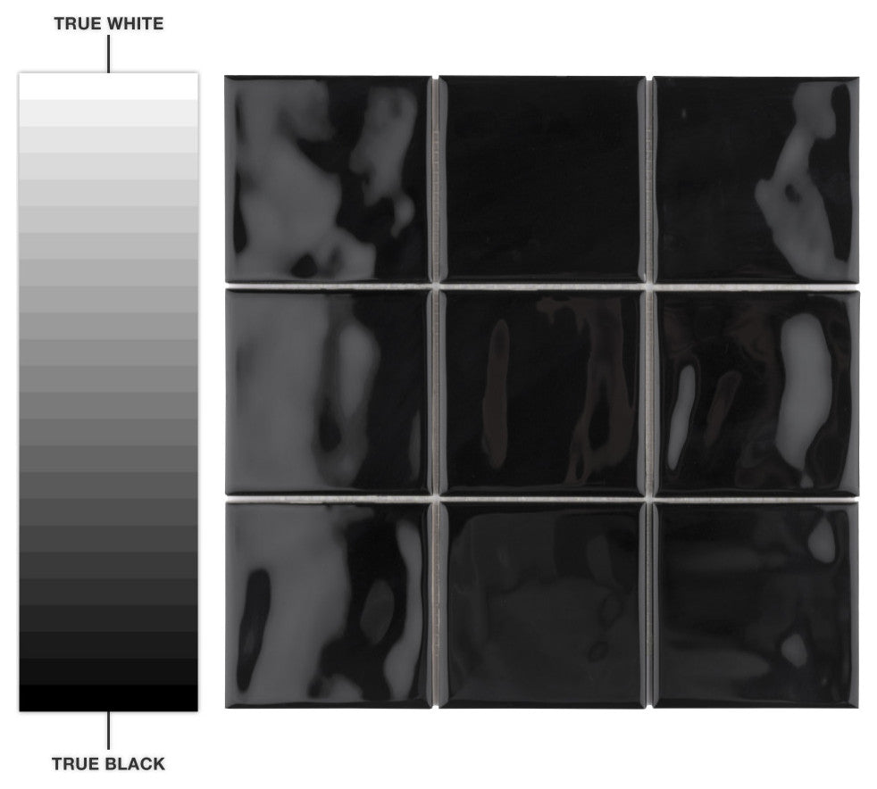 Twist Square Ceramic Mosaic Tile, Black Olive