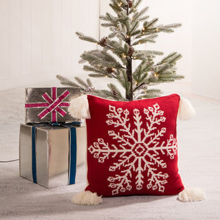 Red Acrylic Pillow Cover With Tassels