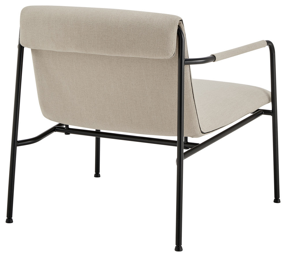 Ludvig Lounge Chair, Tan Fabric With Black Frame