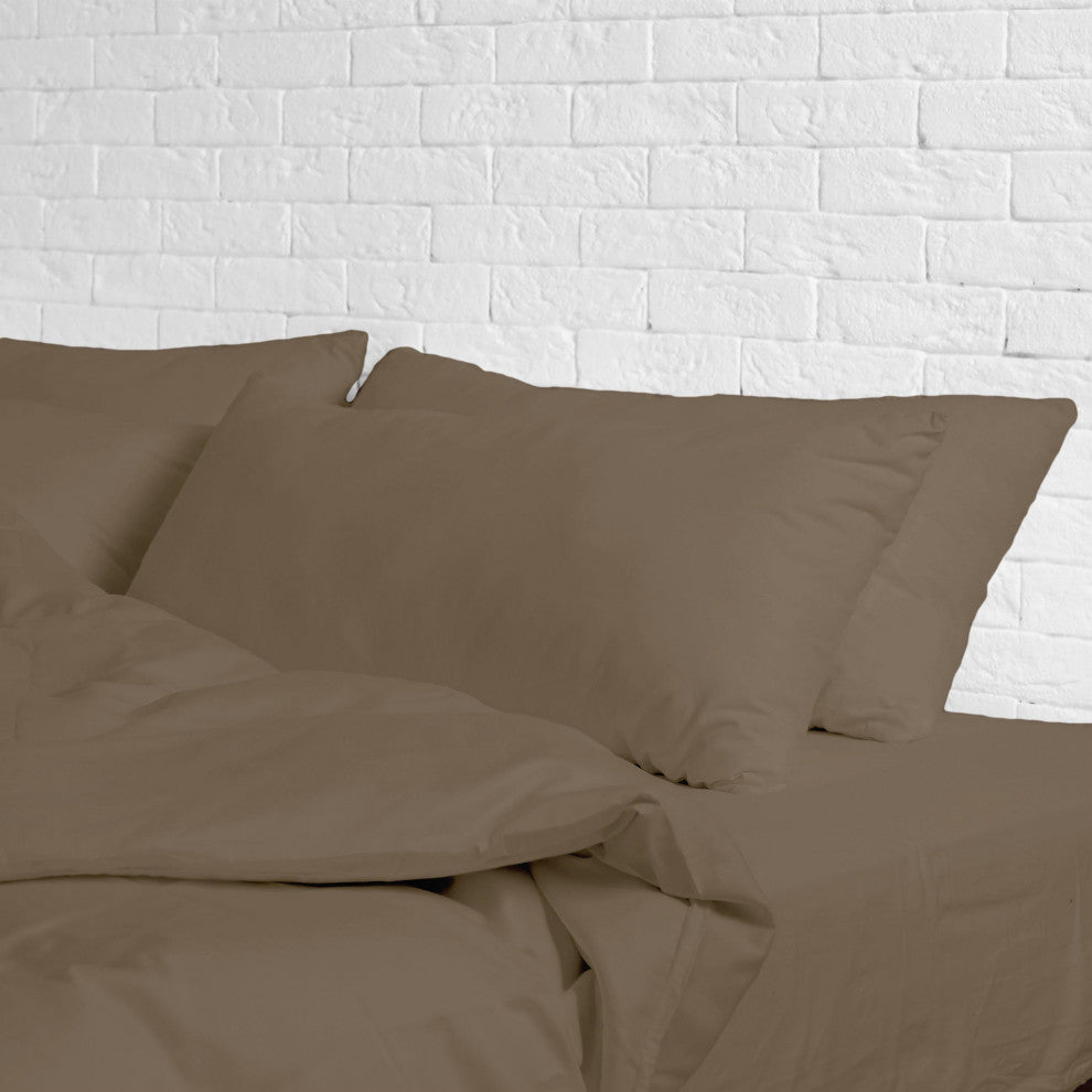 Egyptian Cotton Feel Cool, 4-Piece Sheet Set Deep Pockets, Taupe, Full
