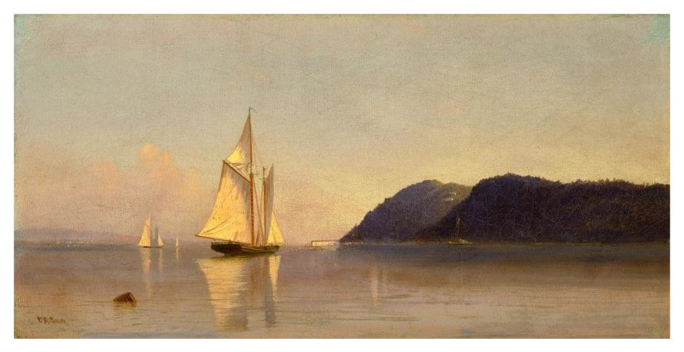 "Boats on the Hudson, ca. 1874-1878" Print by Francis Augustus Silva, 46"x24"