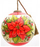 Poinsettia Flower Hand Painted Mouth Blown Glass Ornament