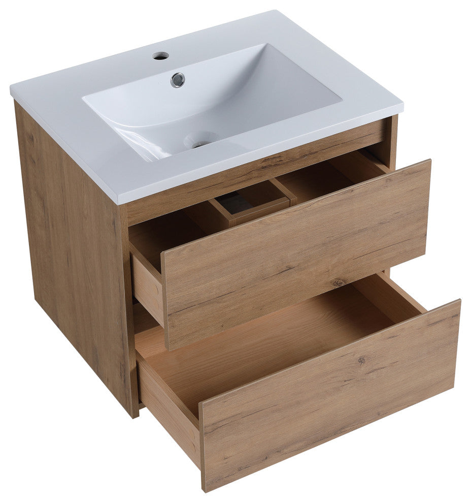 24 inch Plywood Wall Mounted Bathroom Vanity Set with Drawer