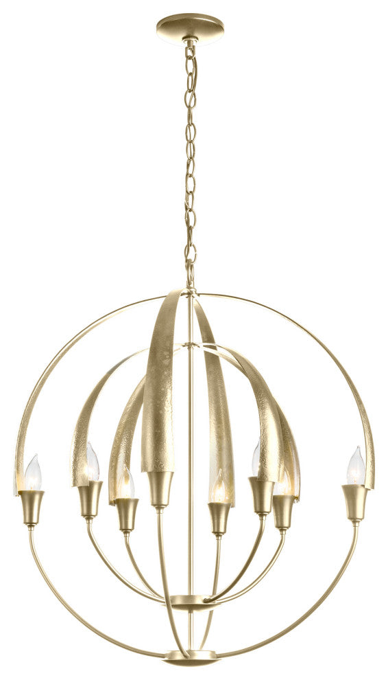 Double Cirque Chandelier, Modern Brass Finish