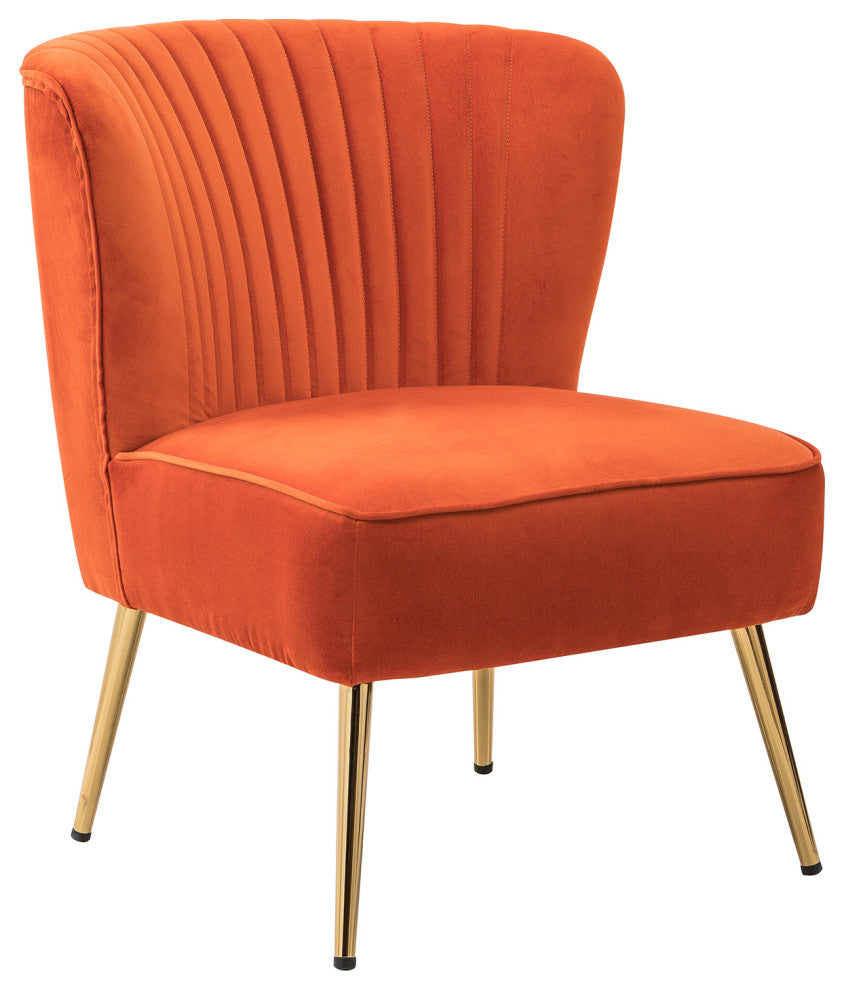 Velvet Accent Dining Chair, Orange