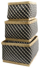 Set of 3 Basic Luxury Gunmetal Gray and White Striped Baskets