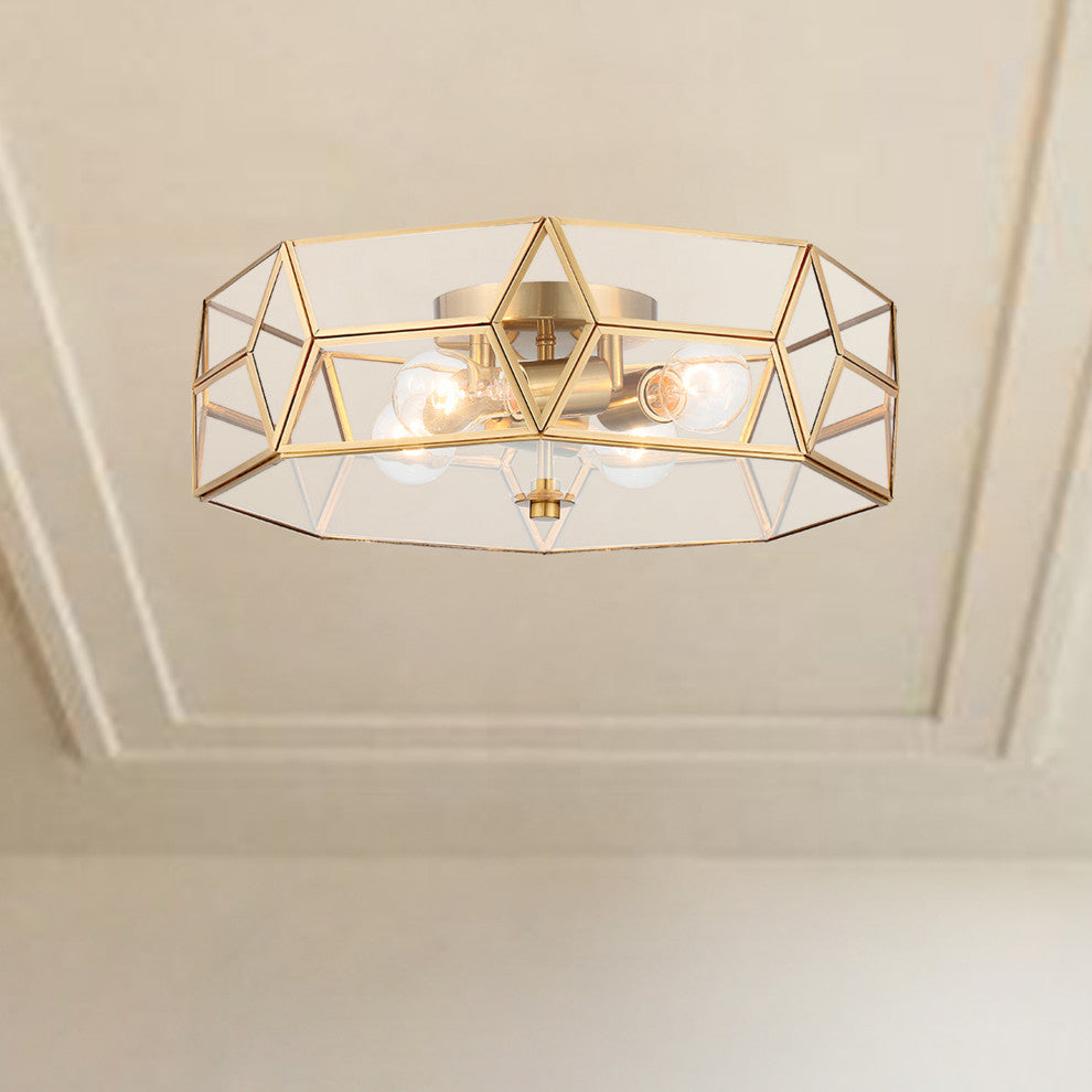 4 Light 18.11" Unique/Statement Geometric Flush Mount