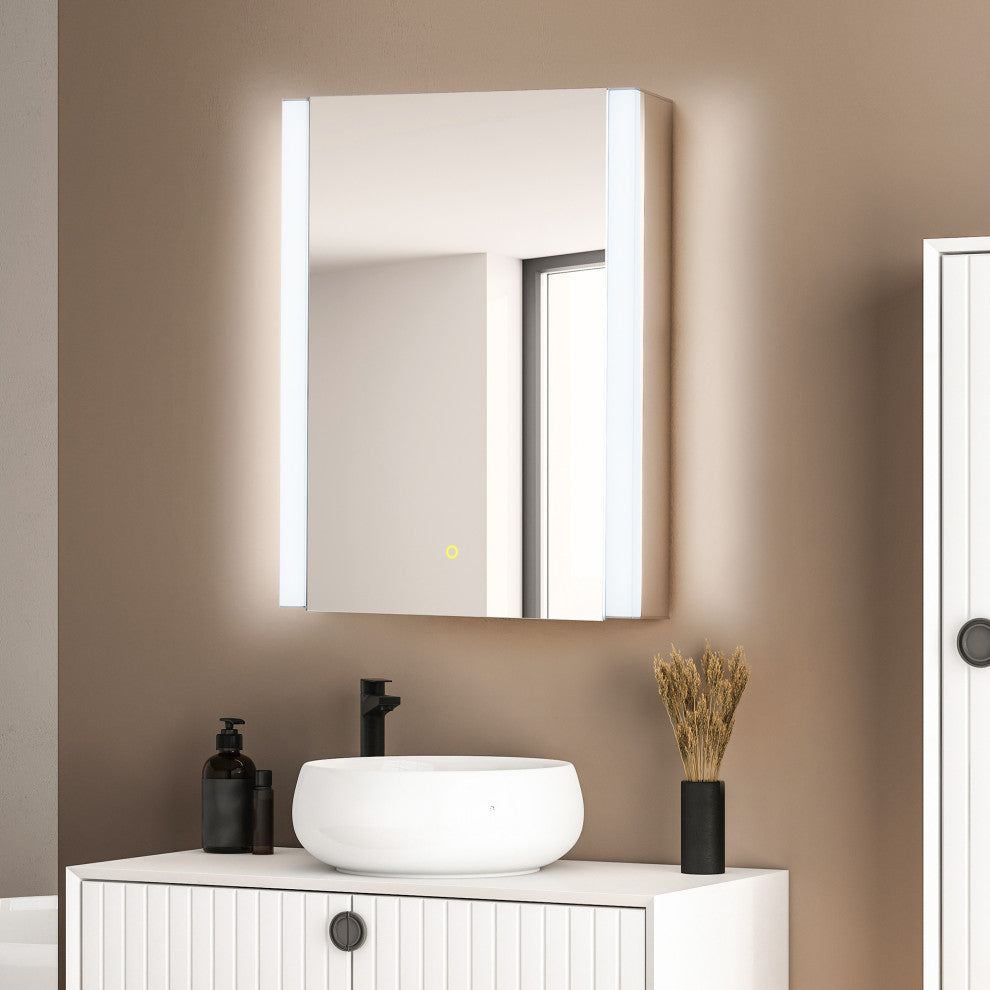 Serra Frameless Surface-Mount LED Lighted Bathroom Medicine Cabinet, 24"