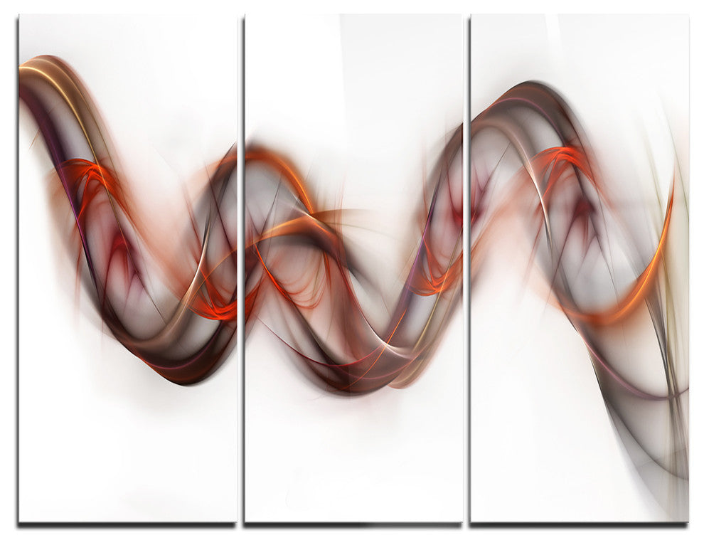 "Tangled Brown Silver Waves" Digital Metal Wall Art, 3 Panels, 36"x28"