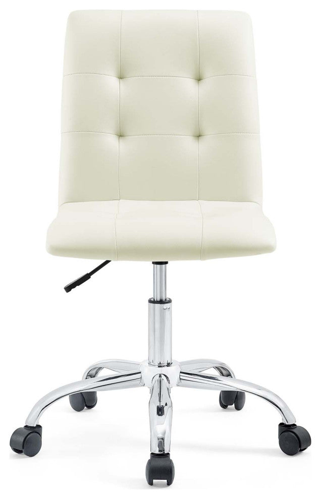 Modern Contemporary Office Chair, White Faux Leather