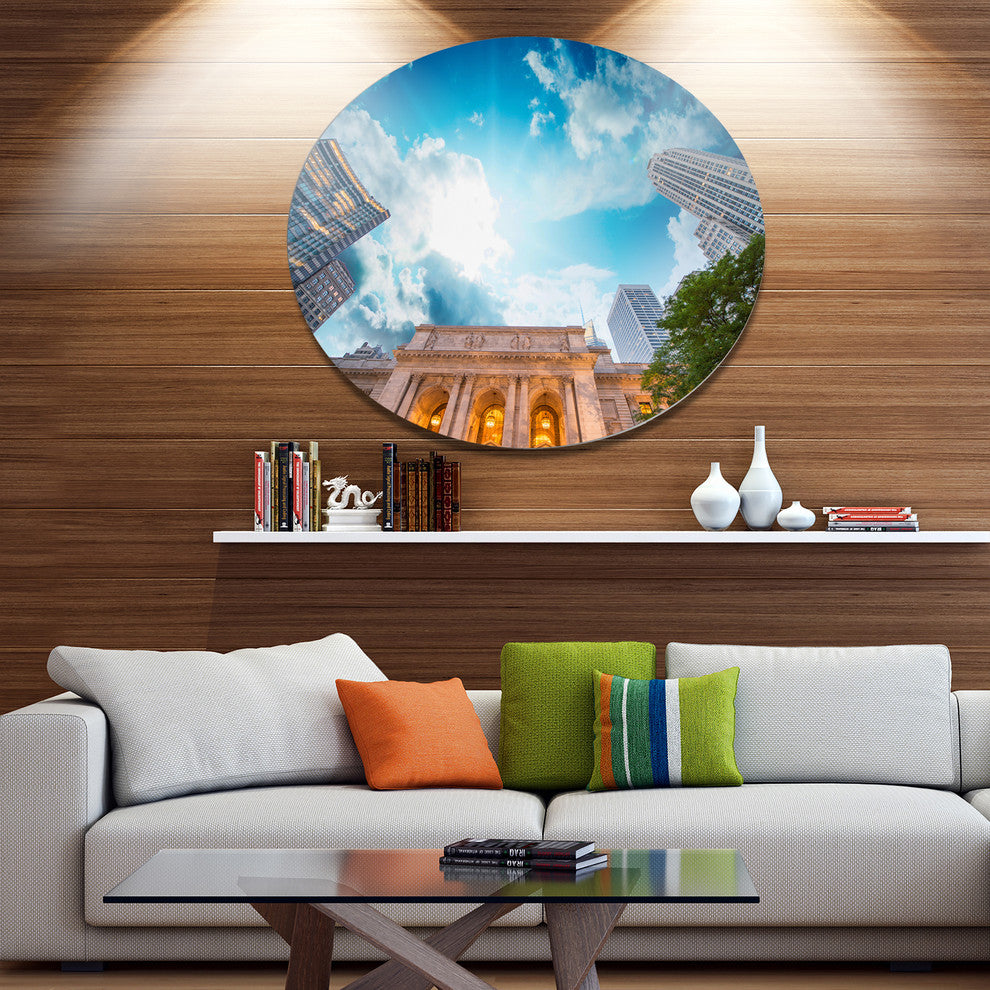 New York Public Library, Cityscape Round Wall Art, 11"