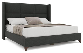 Nativa Interiors Megan Square Upholstered Bed, Charcoal, Queen