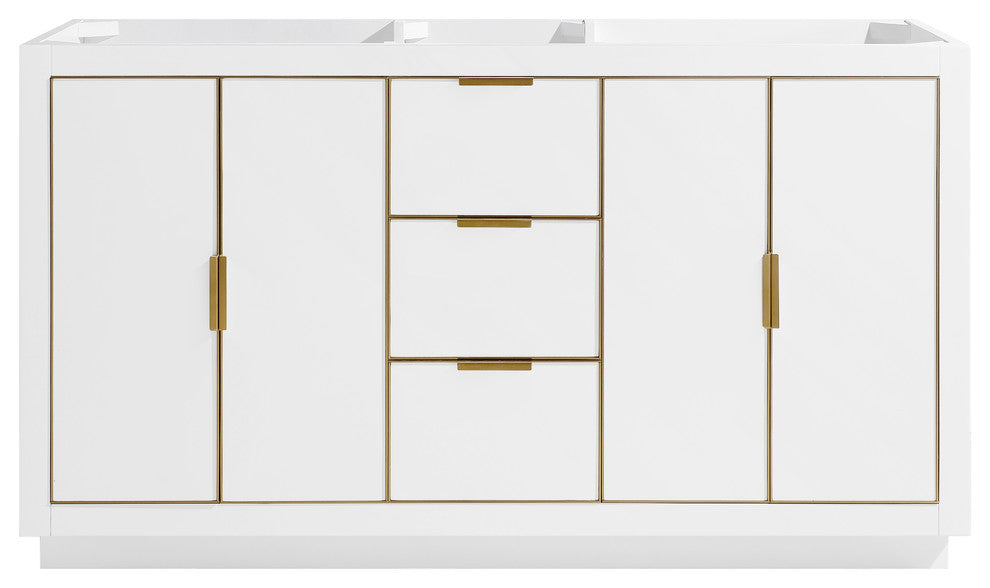 Avanity Austen 60" Vanity Only, Twilight Gray With Gold Trim, White With Matte Gold Hardware