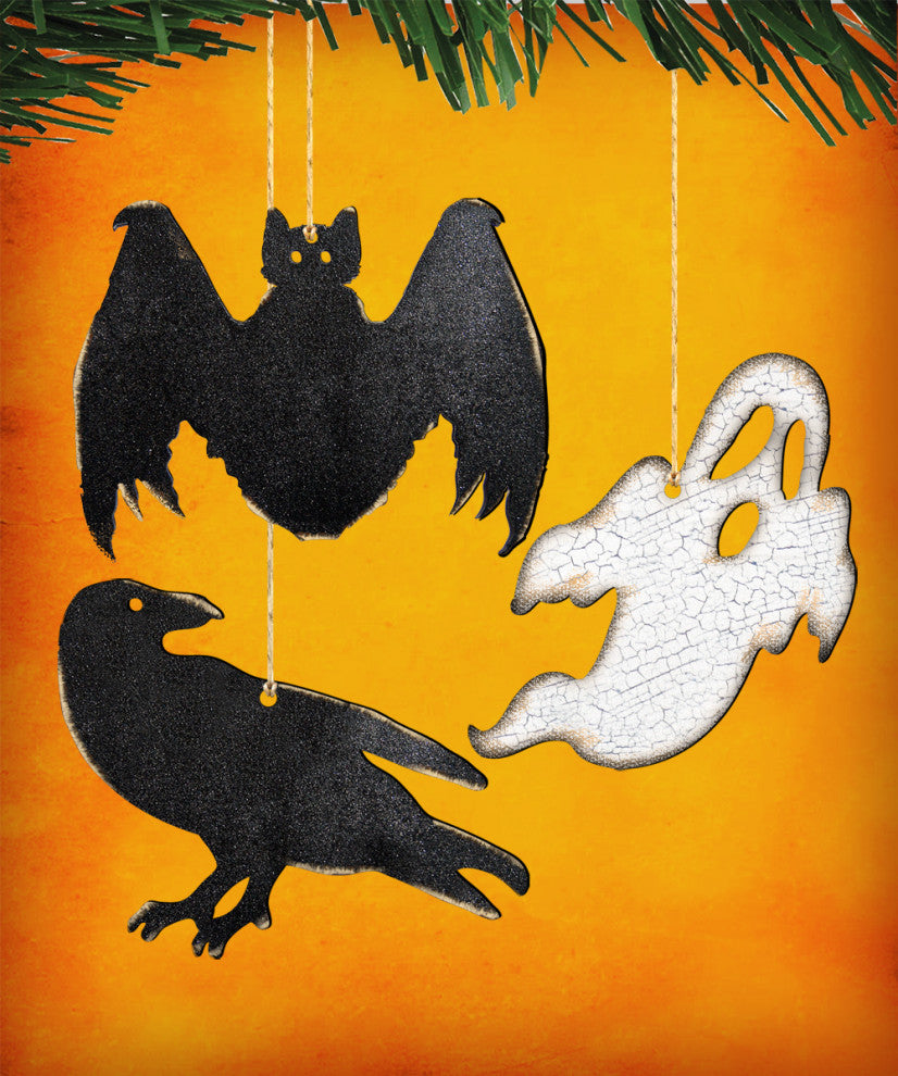 Halloween Wooden Ornaments Set of 3