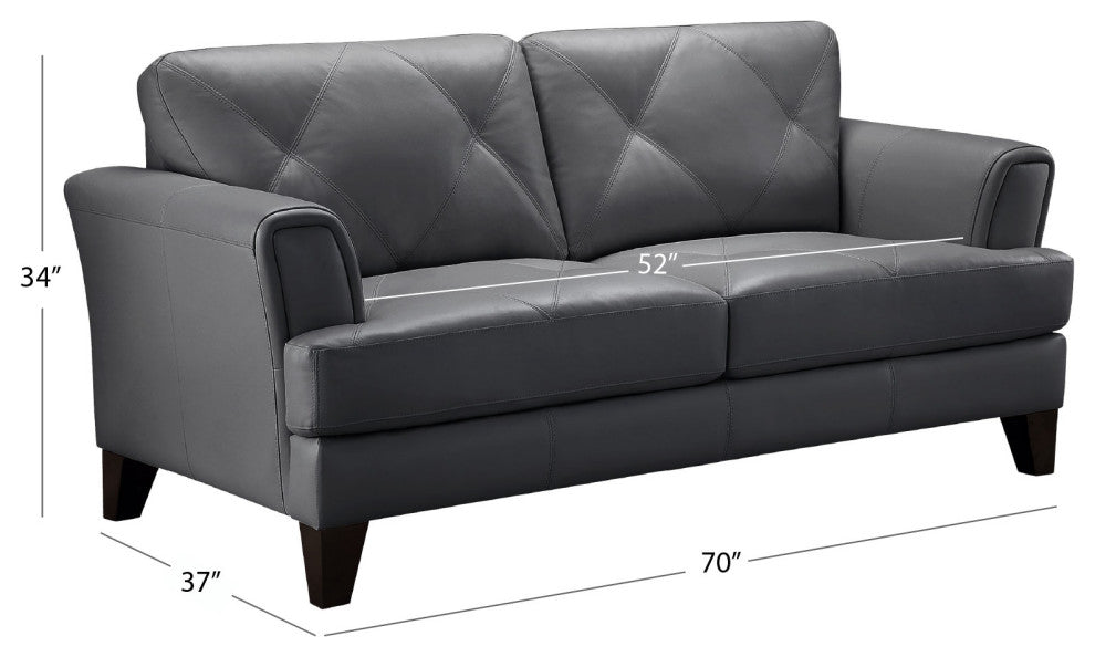 Savannah Leather Loveseat, Blue