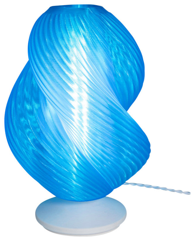 13.5" Coastal Plant-Based PLA 3D Printed Dimmable LED Table Lamp, Blue