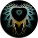 Glowing Light Blue Fractal Flower, Abstract Disc Metal Wall Art, 23"