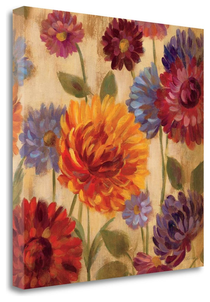 "Rainbow Dahlias Crop III" By Silvia Vassileva, Giclee on Gallery Wrap Canvas