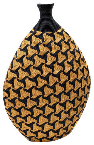 Jahia Geometric Vase Black,Natural