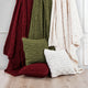 Cable Knit Soft Wool Throw Blanket, 50"x60", Red