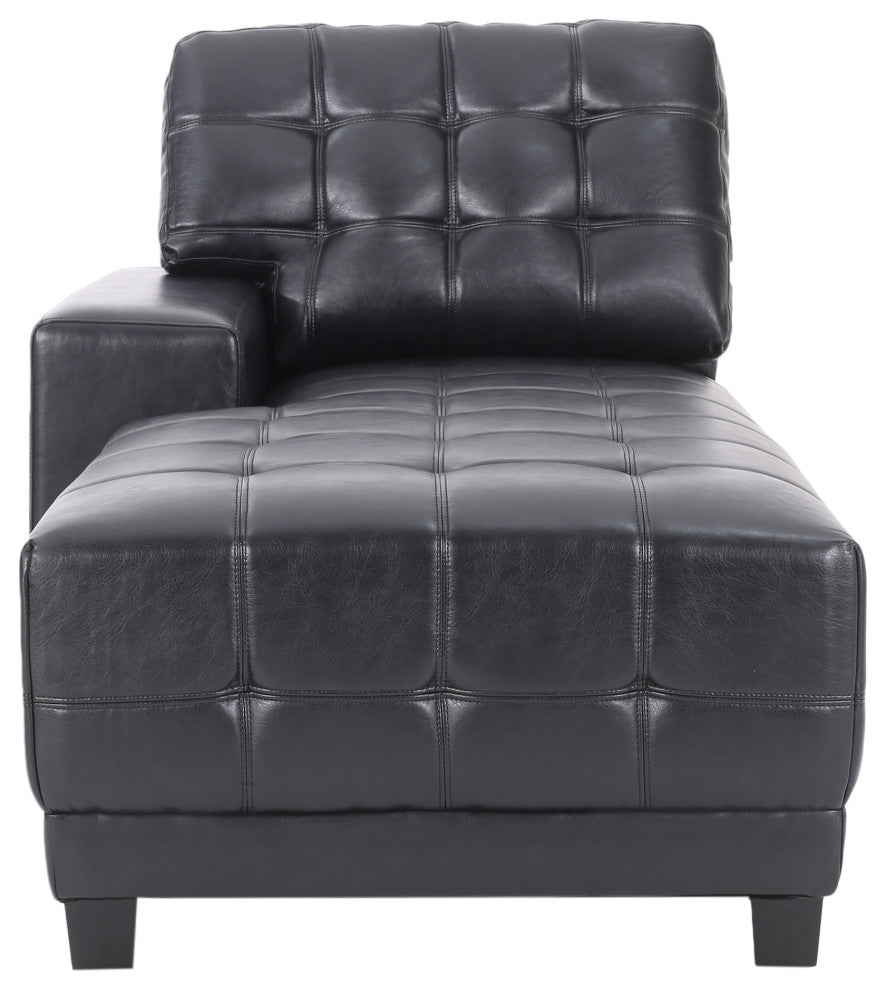 Littell Faux Leather 4 Seater Sofa, Chaise Sectional, Ottoman, Midnight + Dark B