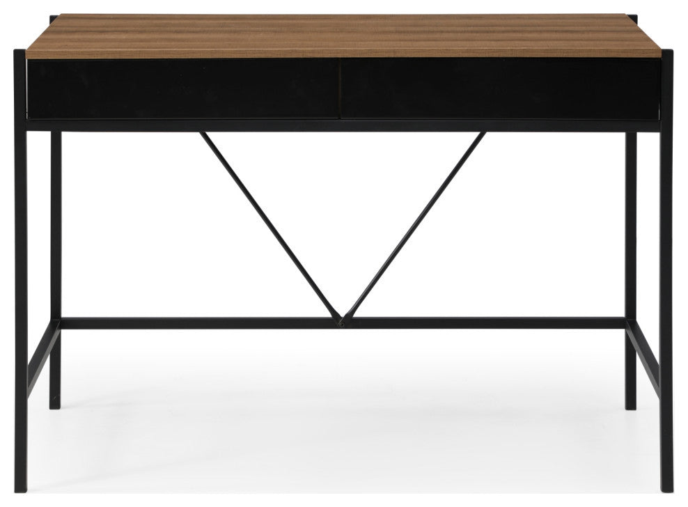 Loft Lyfe Anisa Desk, 2 Storage Drawers, Walnut/Black