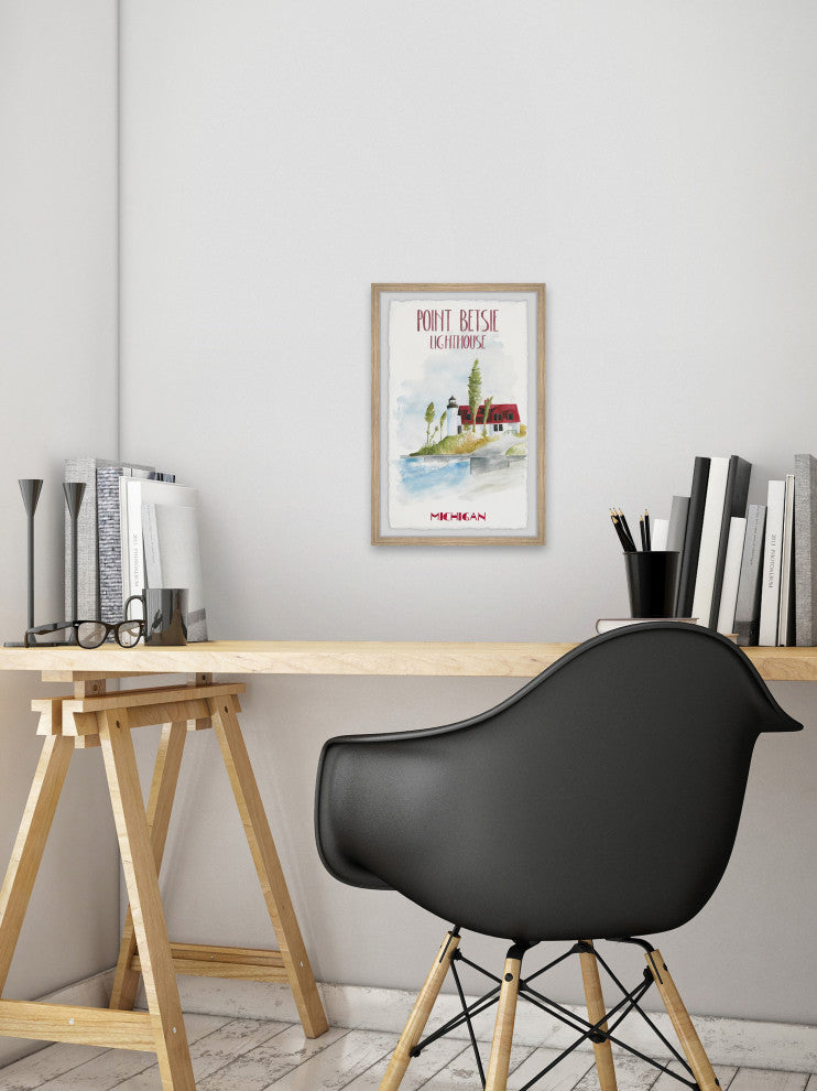 "Point Betsie Lighthouse II" Framed Painting Print, 20x30
