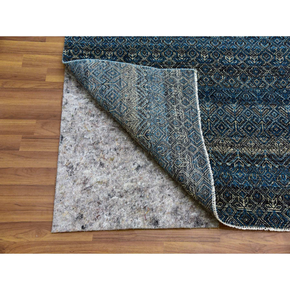 Yale Blue Hand Knotted Kohinoor Herat Design 100% Wool Square Rug 10'x10'1"