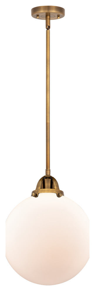 Beacon Mini Pendant, Brushed Brass, Matte White, Matte White