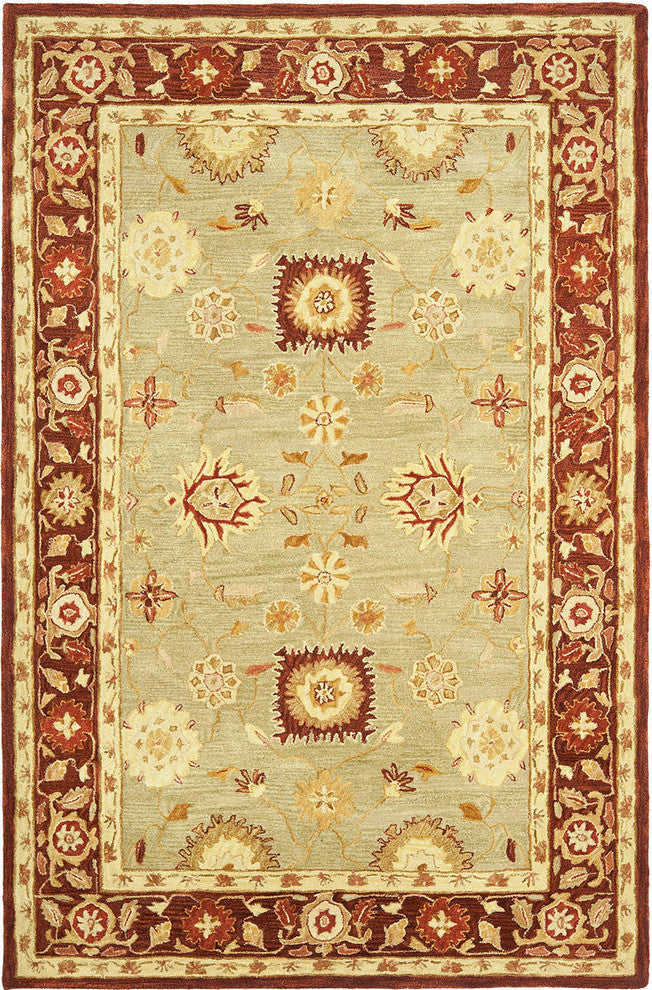 Safavieh Anatolia An556A Rug, Sage/Burgundy, 8'0"x10'0"