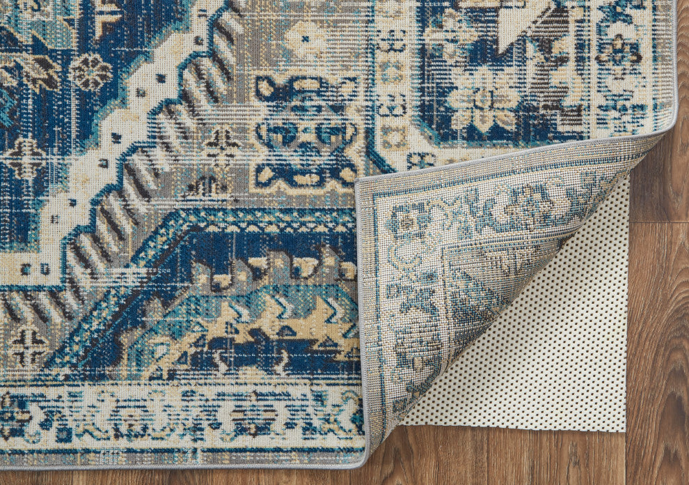 Weave & Wander Kezia Rug, Classic Blue/Opal Gray, 7ft-9in x 10ft-6in