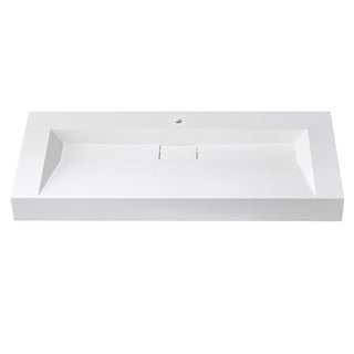 Vera Composite Granite Stone Console Bath Vanity Sink, White, 47.4"l X 19.7"w