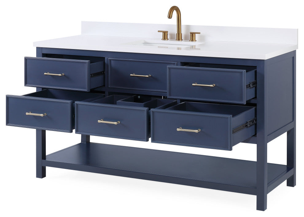60" Tennant Brand Navy Blue Color Felton Bathroom Sink Vanity