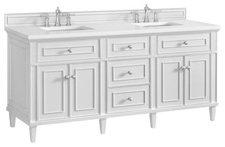 Lorelai 72" Double Vanity, Bright White, 3 CM White Zeus Top
