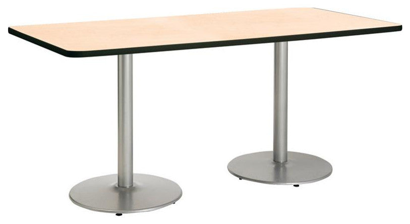 KFI Mode 42" x 96" Conference Table Natural Round Silver Base Standard Height