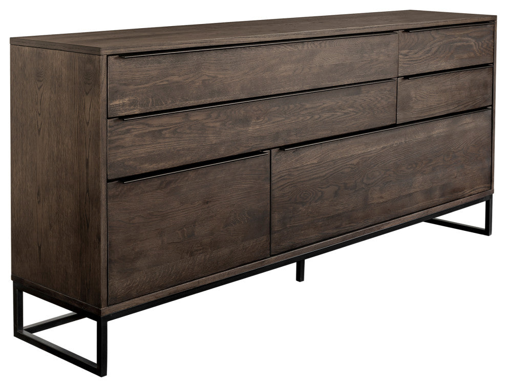 Nevada Rustic Oak Wood Sideboard, Dark Brown